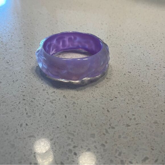 Purple Asymmetrical Textured Thick Resin Bracelet - Picture 10 of 12